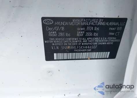 2019 Hyundai Elantra Limited from USA, damaged, VIN 5NPD84LF5KH446507